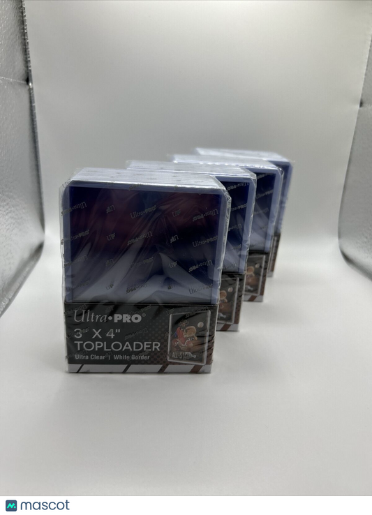 Ultra Pro 3X4 Toploaders 35pt WHITE BORDER 4 Packs of 25 for Standard Cards