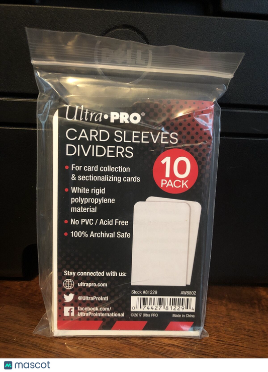 Ultra Pro Card Sleeves Dividers 1 Pack of 10 White Rigid Material