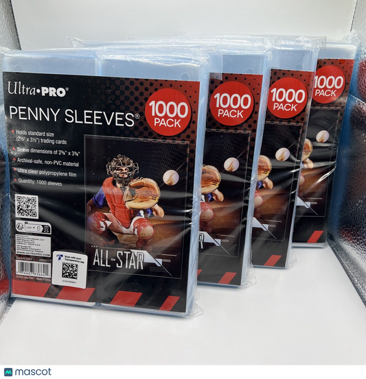 Ultra Pro Penny Card Soft Sleeves 4 packs of 1000 for Standard Cards, 4000 Total