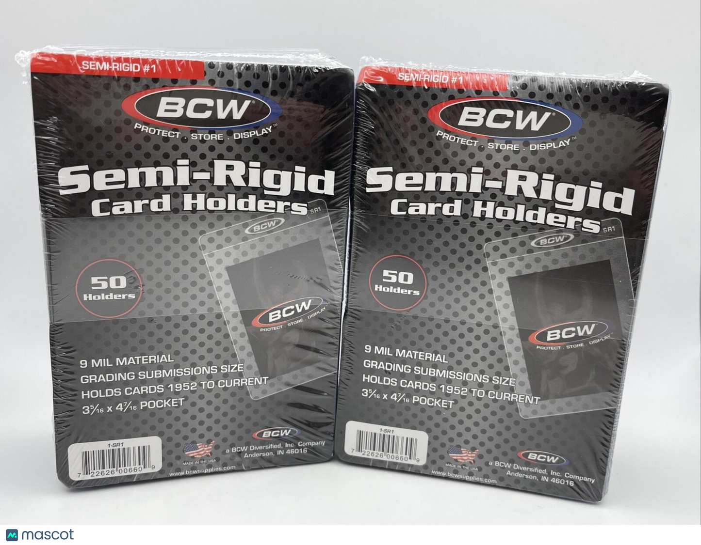 BCW Semi-Rigid Card Holders #1 2 Packs of 50 Sleeves, 100 Total