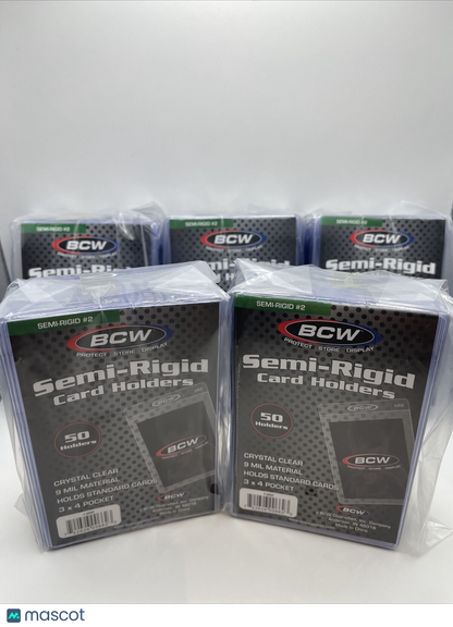BCW Semi-Rigid Card Holders #2 5 Packs of 50 Sleeves, 250 Total