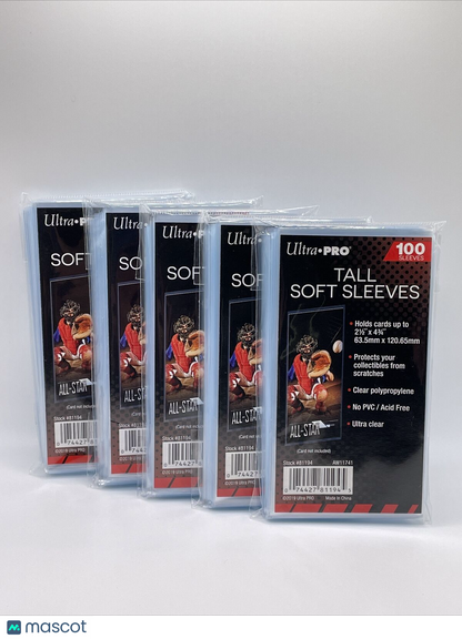 Ultra Pro TALL Penny Card Sleeves 5 Packs of 100 (500) for cards up to 2.5X4.75