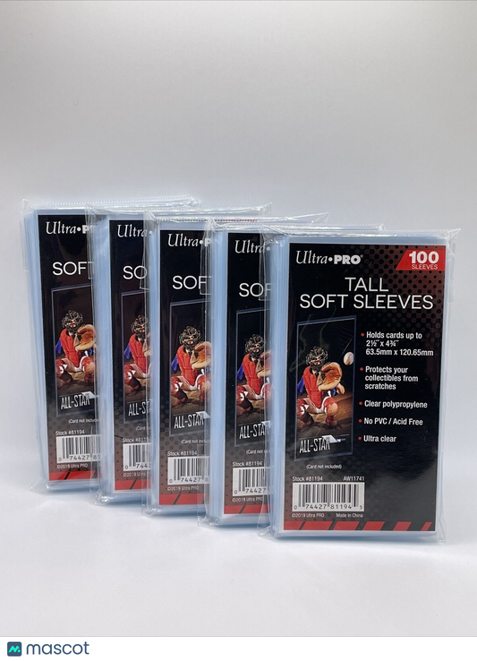 Ultra Pro TALL Penny Card Sleeves 5 Packs of 100 (500) for cards up to 2.5X4.75