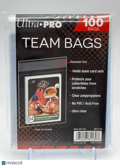 Ultra Pro TEAM Bags 1 Pack of 100 Resealable Team Bags