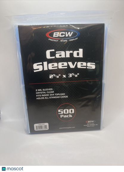 BCW Penny Card Soft Sleeves 1 Pack of 500 Sleeves for Standard Sized Cards