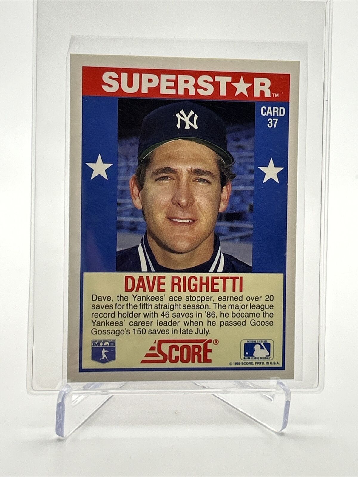 1989 Score Hottest 100 Dave Righetti Baseball Card #37 Mint FREE SHIPPING