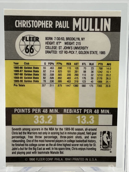 1990-91 Fleer Chris Mullin Basketball Card #66 NM-Mint FREE SHIPPING