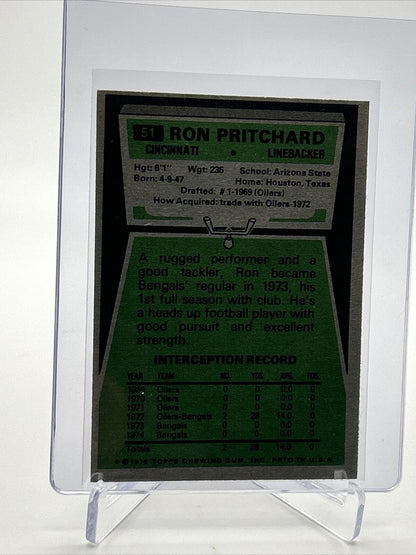 1975 Topps Ron Pritchard Rookie Football Card #51 NM Quality FREE SHIPPING