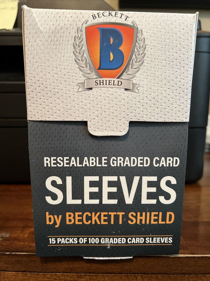 Beckett Shield Resealable Graded Card Sleeves 15 Packs of 100 - 1500 Total