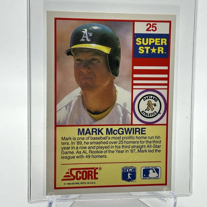 1990 Score 100 Superstars Mark McGwire Baseball Card #25 Mint FREE SHIPPING