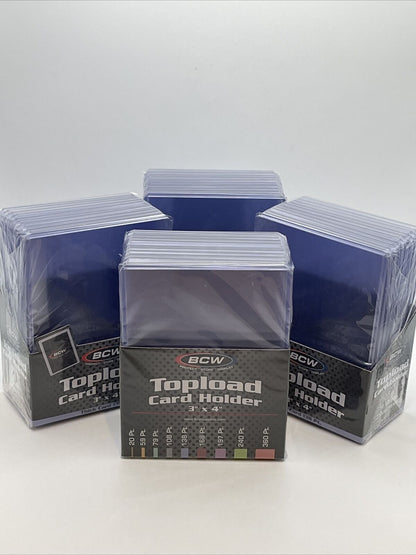 BCW 3X4 Thick Card Toploaders 4 Packs of 10 for up to 138pt Cards, 40 Total