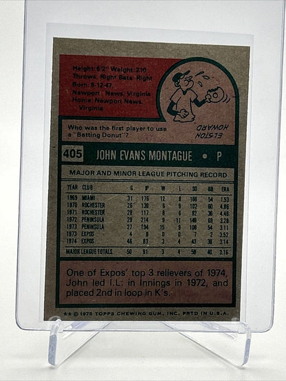 1975 Topps John Montague Rookie Baseball Card #405 NM Quality FREE SHIPPING