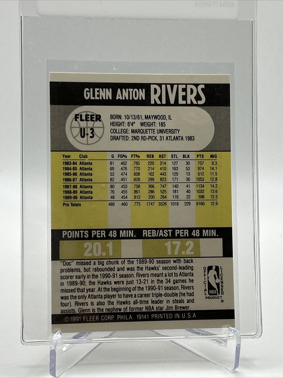 1990-91 Fleer Update Glenn Doc Rivers Basketball Card #U-3 NM-Mint FREE SHIPPING