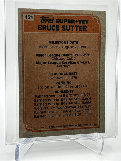 1983 Topps Bruce Sutter Super Veteran Baseball Card #151 NM-Mint FREE SHIPPING