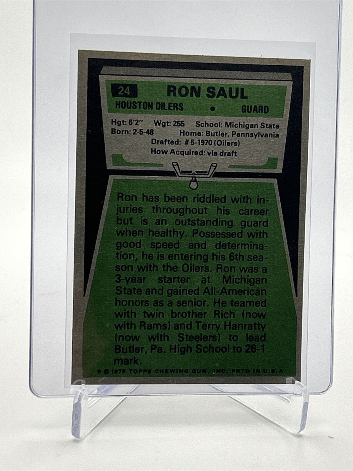 1975 Topps Ron Saul Football Card #24 NM Quality FREE SHIPPING