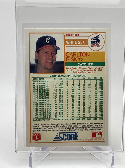 1988 Score Carlton Fisk Baseball Card #592 Mint FREE SHIPPING