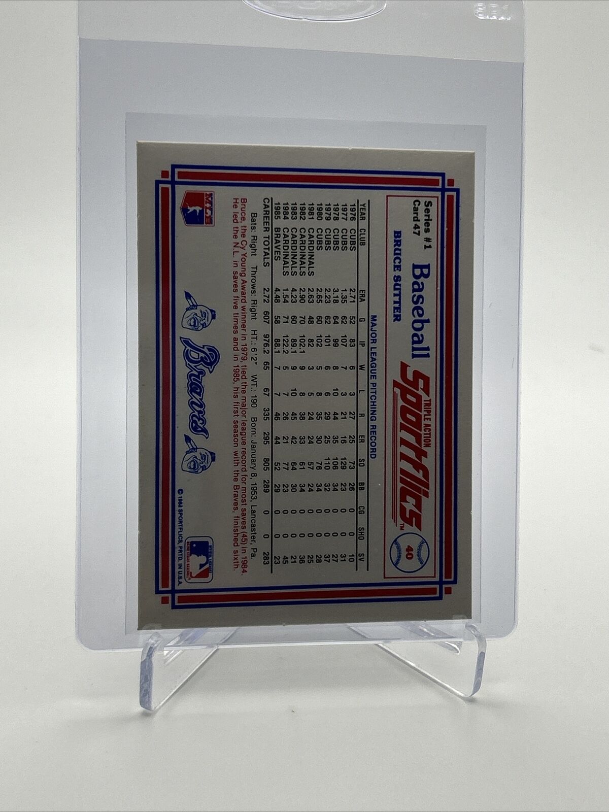 1986 Sportflics Bruce Sutter Baseball Card #47 Mint FREE SHIPPING
