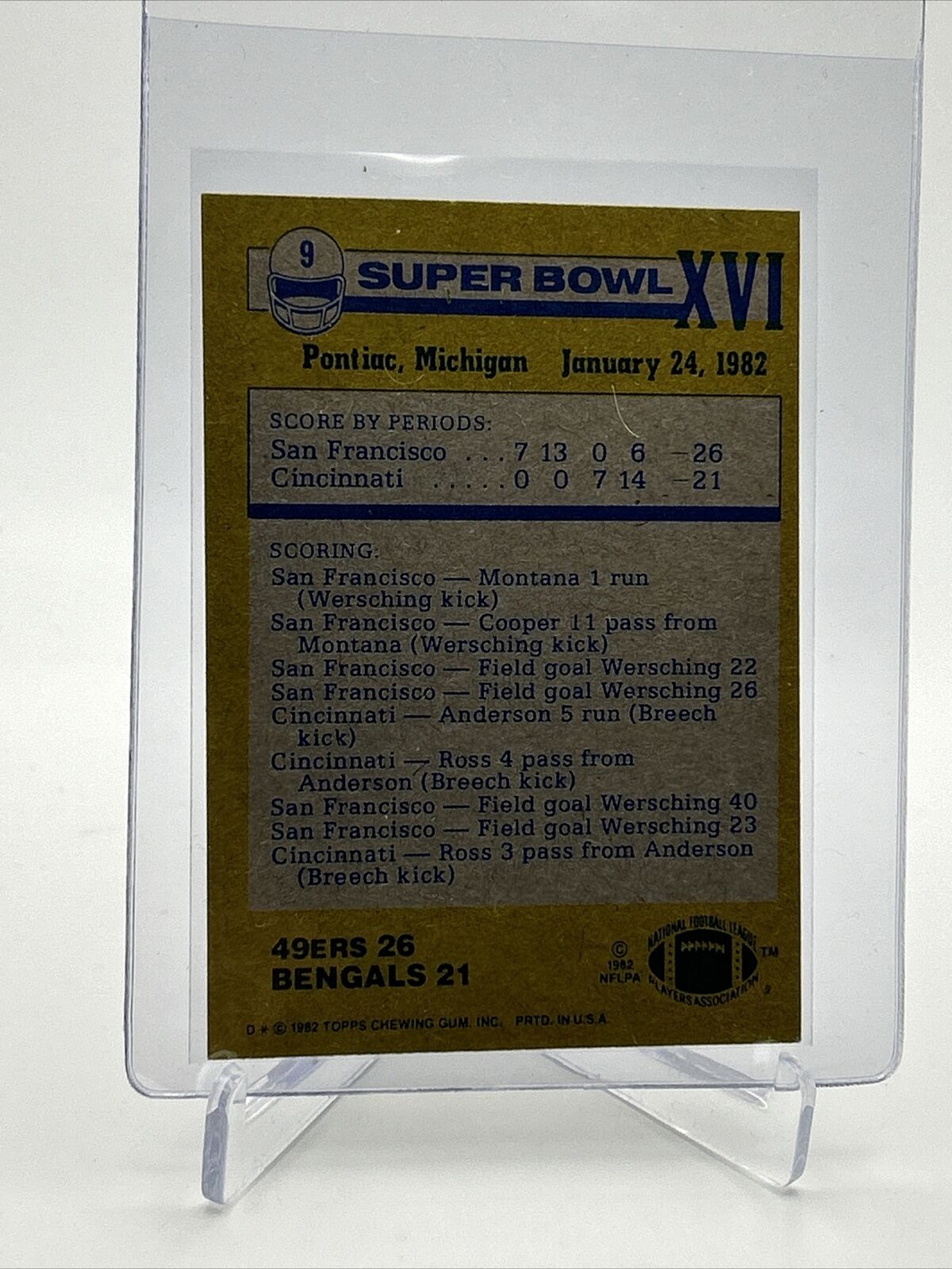 1982 Topps Super Bowl XVI SBXVI Football Card #9 NM-MT FREE SHIPPING