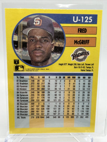 1991 Fleer Update Fred McGriff Baseball Card #U-125 Mint FREE SHIPPING