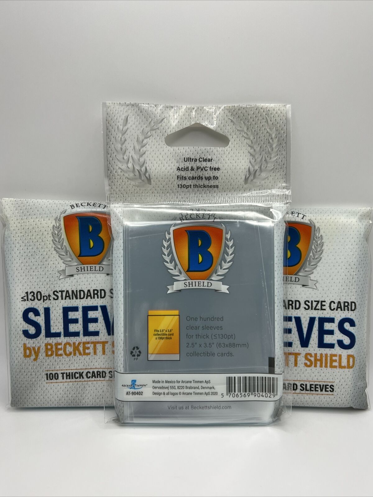 Beckett Shield Soft Card THICK Sleeves 3 Packs of 100 Sleeves for 130pt Cards