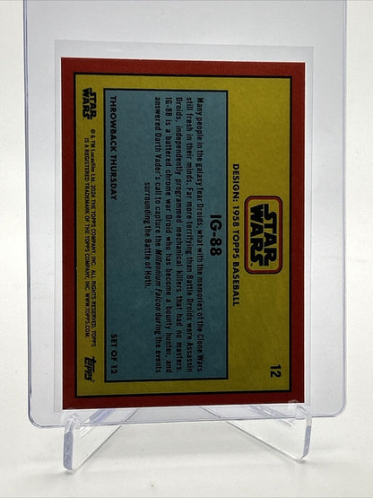 2024 Topps Star Wars Throwback Thursday IG-88 Card #12 Mint FREE SHIPPING