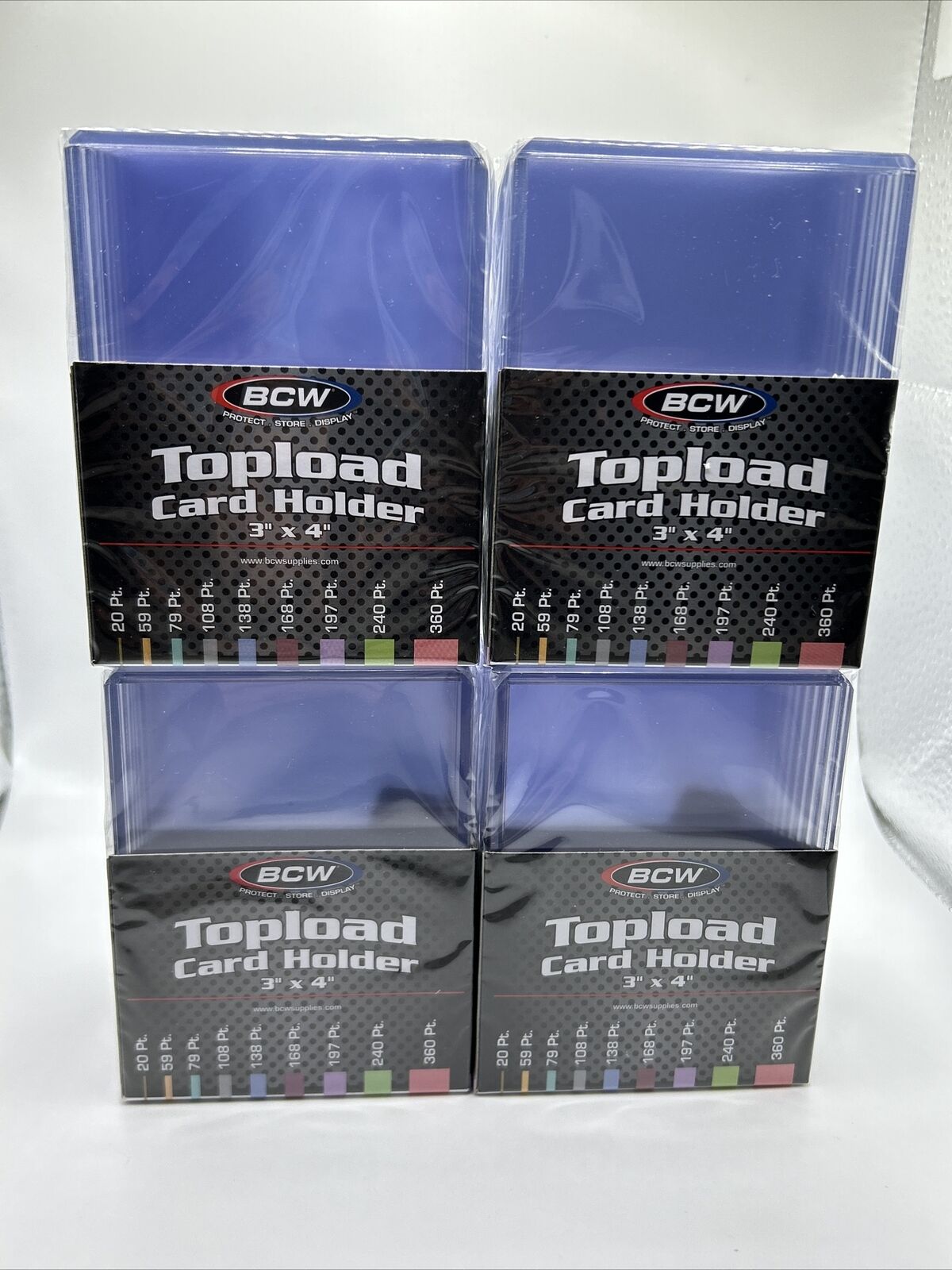 BCW 3X4 Thick Card Toploaders 4 Packs of 10 for up to 197pt Cards, 40 Total