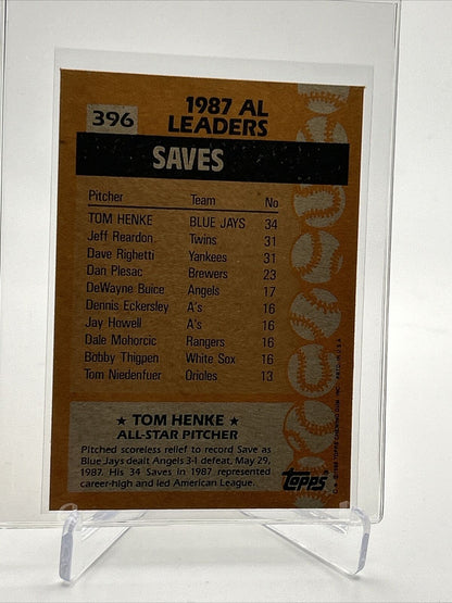 1988 Topps Tom Henke Baseball Card #396 Mint FREE SHIPPING