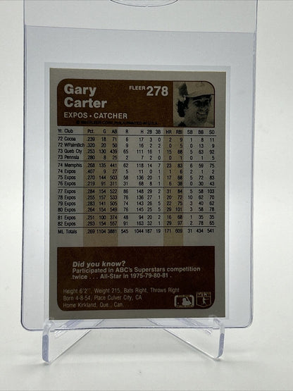 1983 Fleer Gary Carter Baseball Card #278 NM-MT FREE SHIPPING