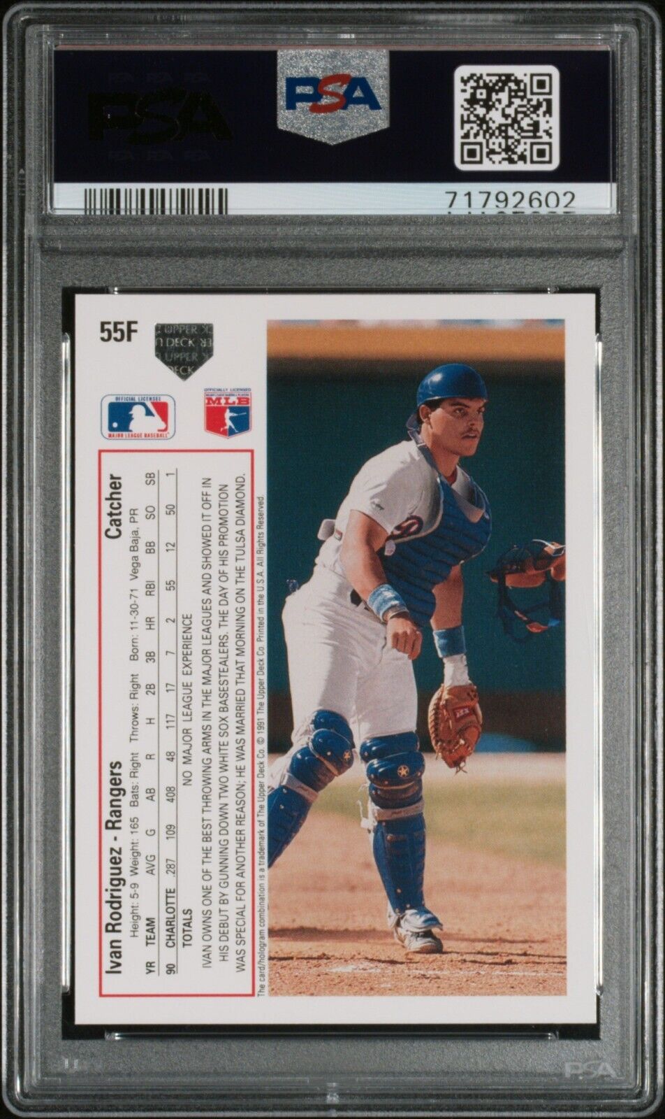 1991 Upper Deck Final Edition Ivan Rodriguez Rookie Baseball Card #55F PSA 8