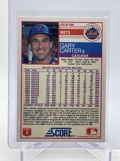 1988 Score Gary Carter Baseball Card #325 Mint FREE SHIPPING