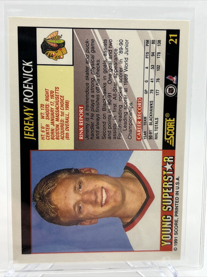 1991-92 Score Young Superstars Jeremy Roenick Hockey Card #21 Mint FREE SHIPPING