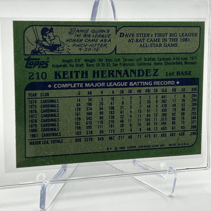 1982 Topps Keith Hernandez Baseball Card #210 NM-Mint FREE SHIPPING