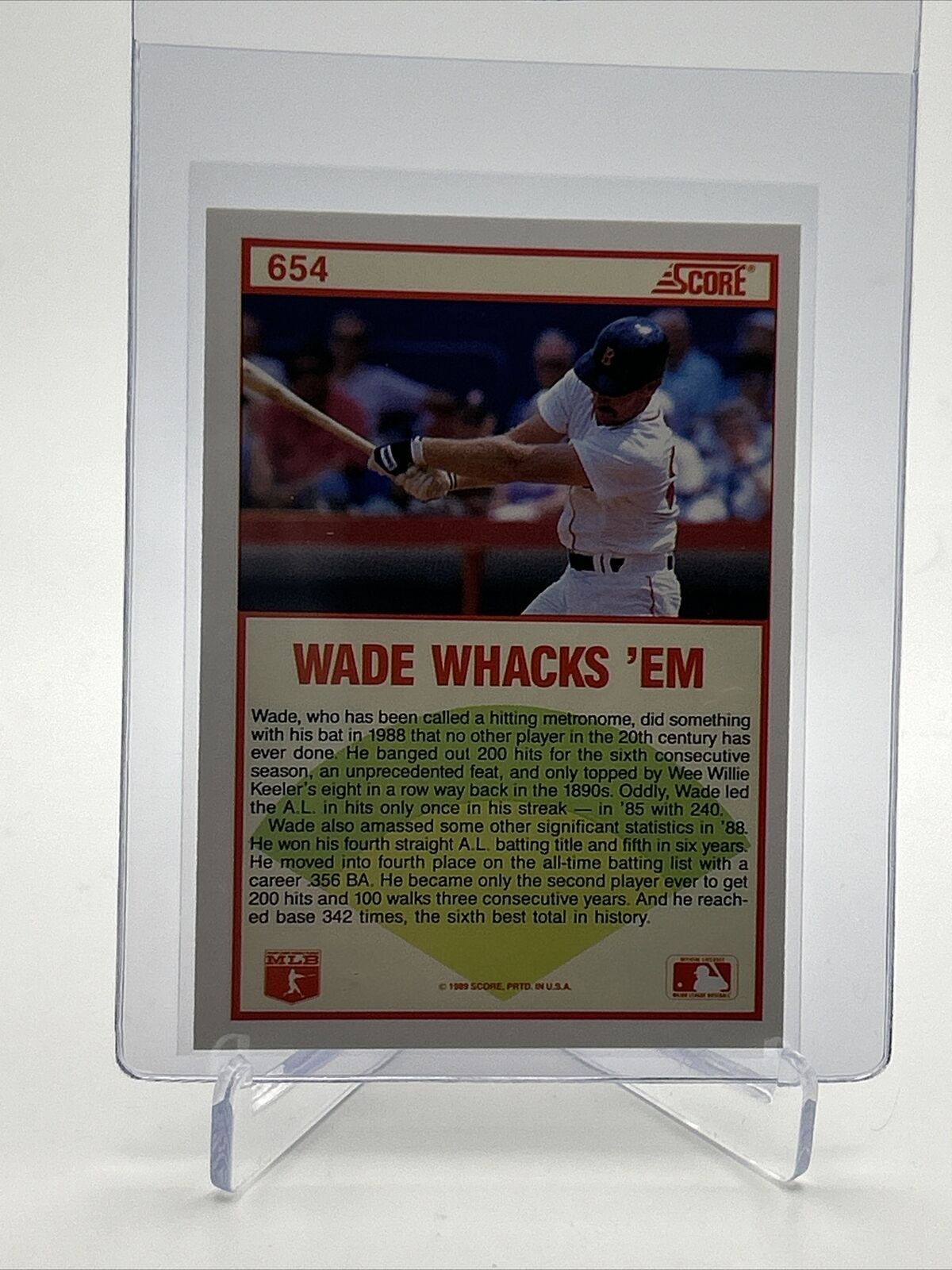 1989 Score Wade Boggs Baseball Card #654 Mint FREE SHIPPING