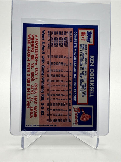 1984 Topps Traded TIFFANY Ken Oberkfell Card #85T NM-MT FREE SHIPPING