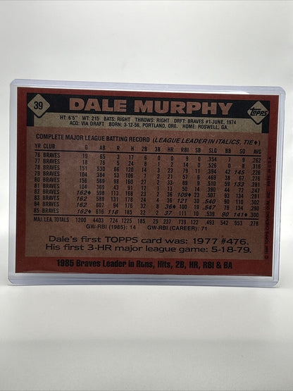 1986 Topps Super Dale Murphy Baseball Card #39 NM-Mint FREE SHIPPING