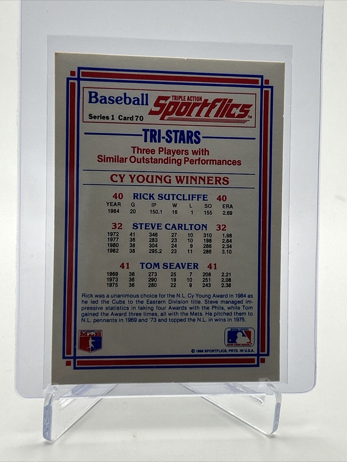 1986 Sportflics Cy Young Winners Baseball Card #70 Mint FREE SHIPPING