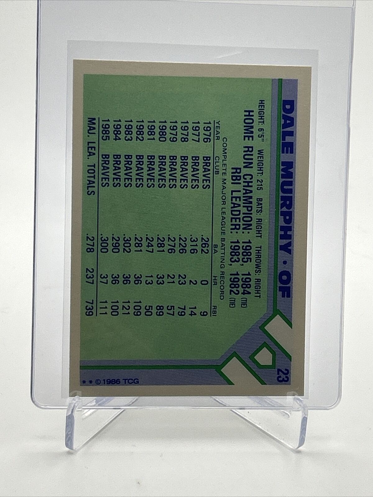 1986 Topps Baseball Champion Superstars Dale Murphy Card #23 Mint FREE SHIPPING