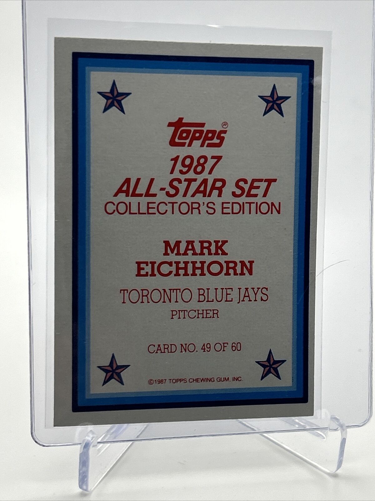 1987 Topps All-Star Set Mark Eichhorn Baseball Card #49 Mint FREE SHIPPING