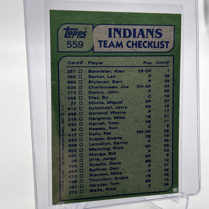 1982 Topps Indians Leaders/Checklist Baseball Card #559 NM-Mint FREE SHIPPING