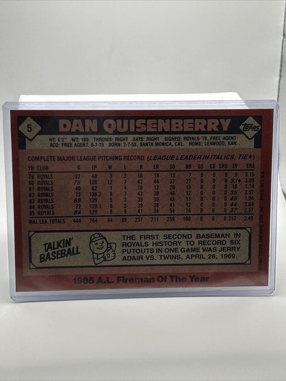 1986 Topps Super Dan Quisenberry Baseball Card #5 NM-Mint FREE SHIPPING