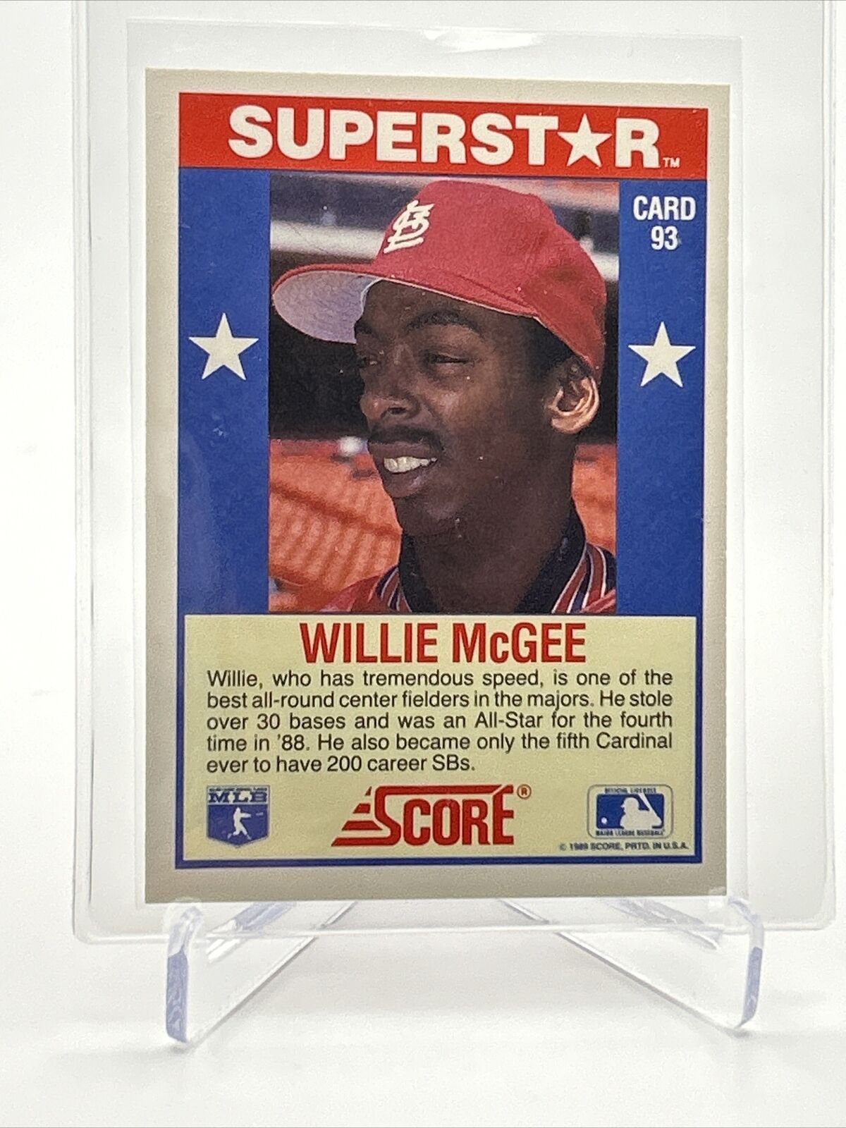 1989 Score Hottest 100 Willie McGee Baseball Card #93 Mint FREE SHIPPING