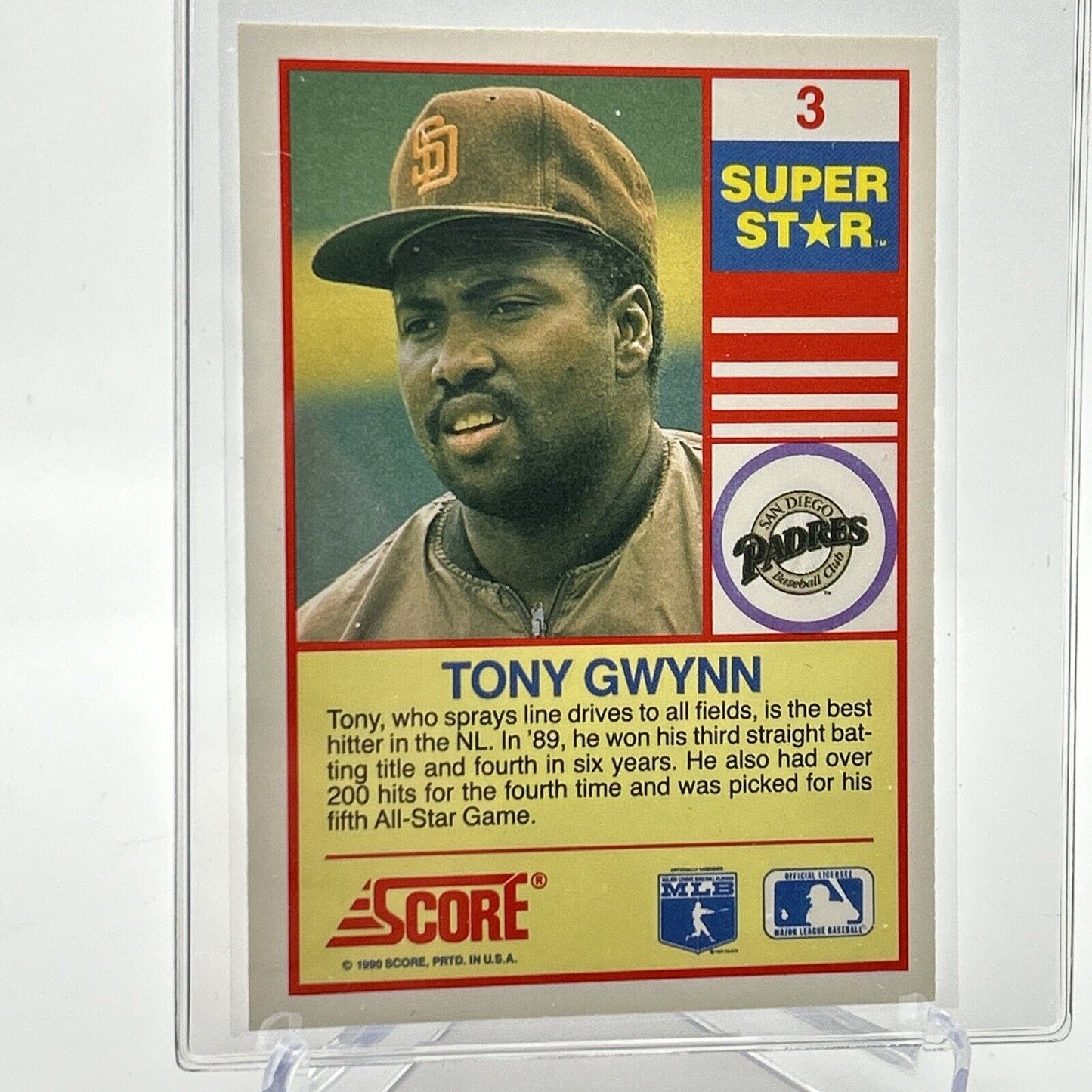 1990 Score 100 Superstars Tony Gwynn Baseball Card #3 Mint FREE SHIPPING