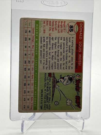 1955 Topps Don Mossi Rookie Baseball Card #85 Poor Quality FREE SHIPPING