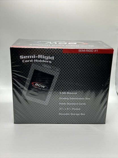 BCW Semi-Rigid Card Holders #1 Box with 4 Packs of 50 Sleeves, 200 Total