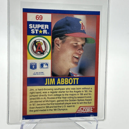 1991 Score 100 Superstars Jim Abbott Baseball Card #69 Mint FREE SHIPPING