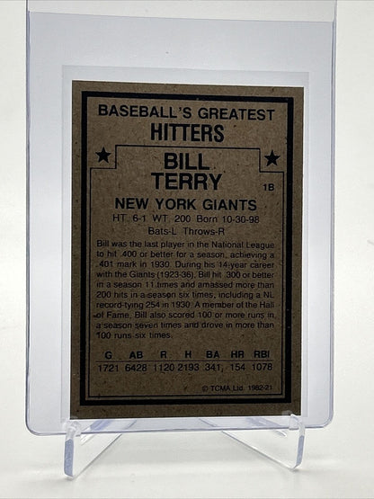 1982 TCMA Greatest Hitters Bill Terry Baseball Card #21 Mint FREE SHIPPING