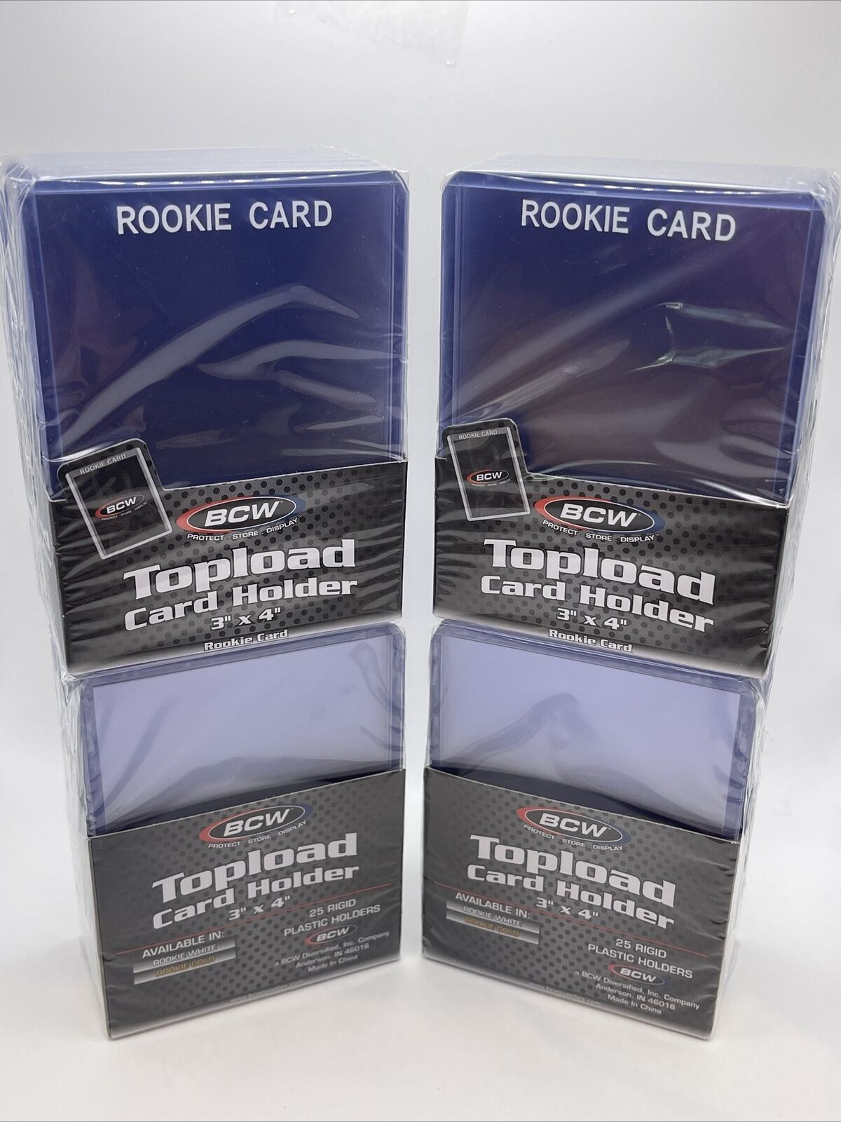 BCW 3X4 WHITE ROOKIE Standard Toploaders 35pt 4 Packs of 25, 100 total