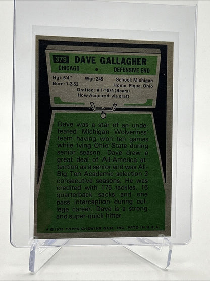 1975 Topps Dave Gallagher Rookie Football Card #379 NM Quality FREE SHIPPING