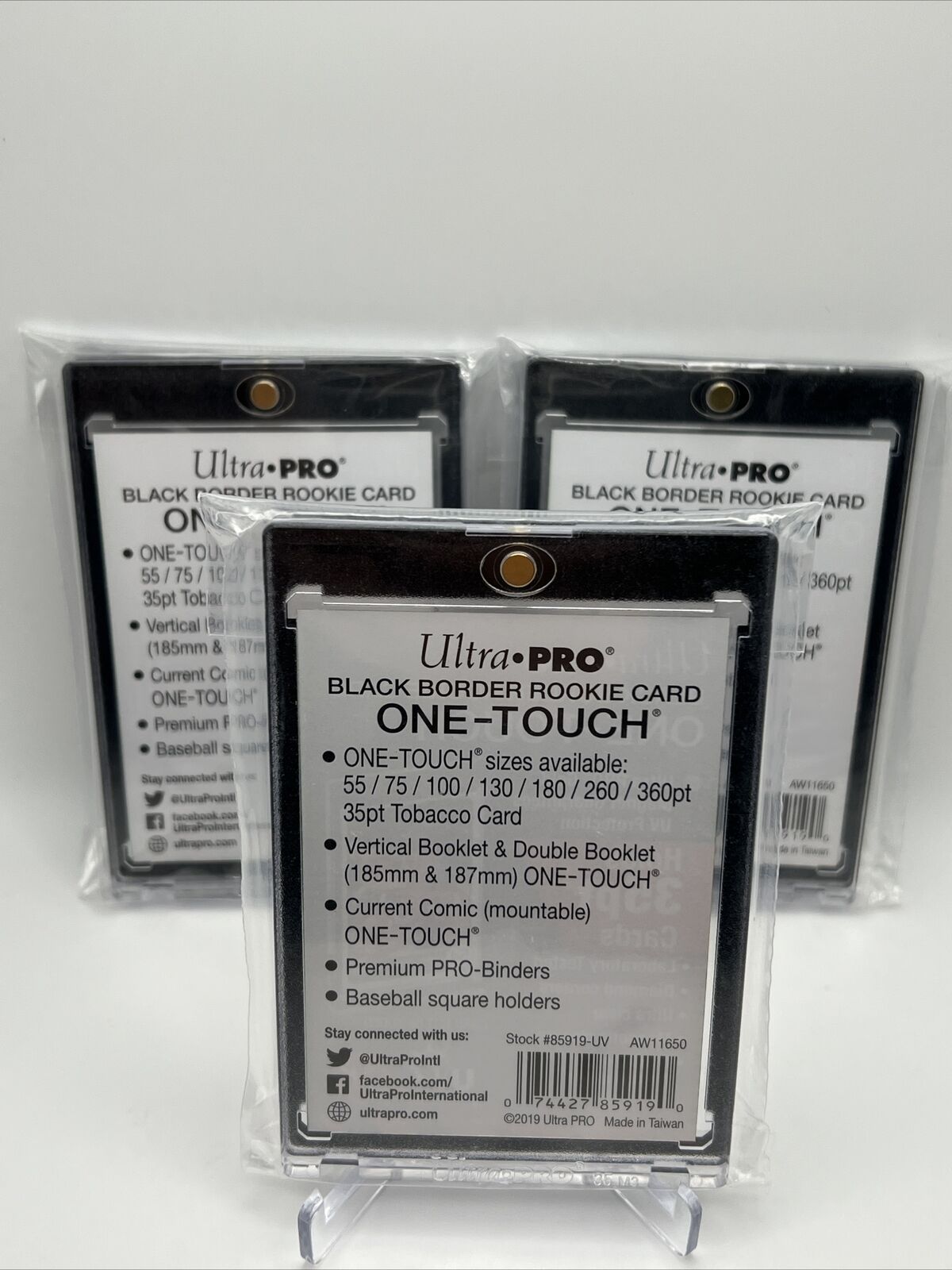 Ultra Pro One-Touch Black Border 35pt Point ROOKIE Magnetic Holder, lot of 3