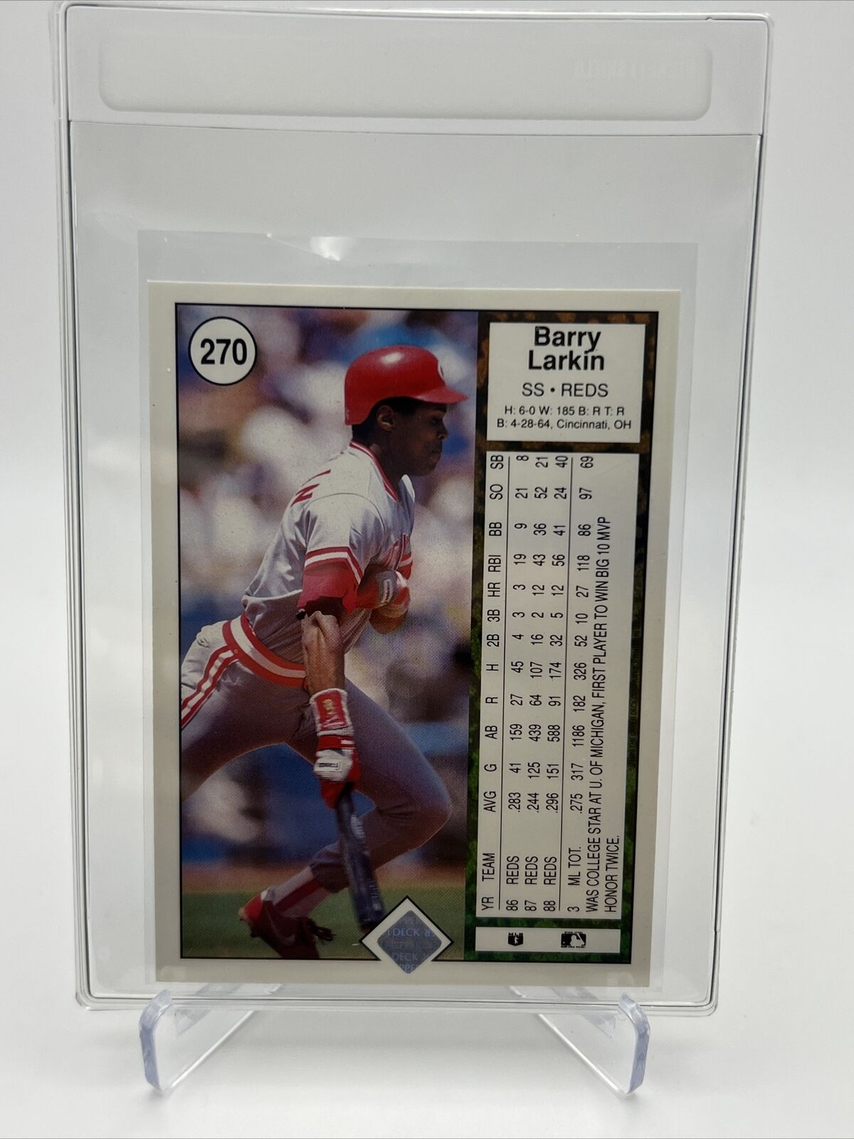 1989 Upper Deck Barry Larkin Baseball Card #270 Mint FREE SHIPPING